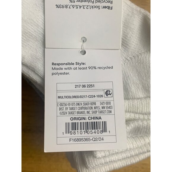 Deal Worthy Toddler 2T-3T Ankle Socks 8 Pairs Multicolor Black/White/Grey - Picture 5 of 6